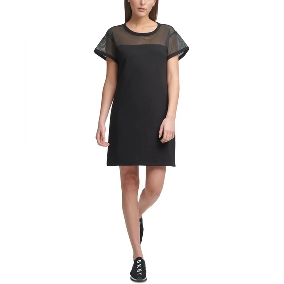 DKNY Womens Sport Mesh-Blocked T-Shirt Dress S NWT - Picture 2 of 8
